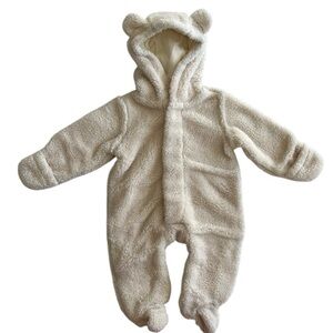 Cozy Cream Teddy Bear Kids One Piece snowsuit